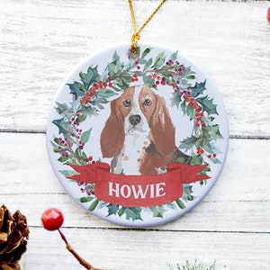 Basset Hound Dog Christmas Ornament