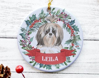 Shih Tzu Dog Christmas Ornament Personalized With Name