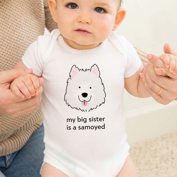 Samoyed Baby Onesie®, new born baby clothes, baby shower gift, cute dog baby bodysuit, big sister big brother