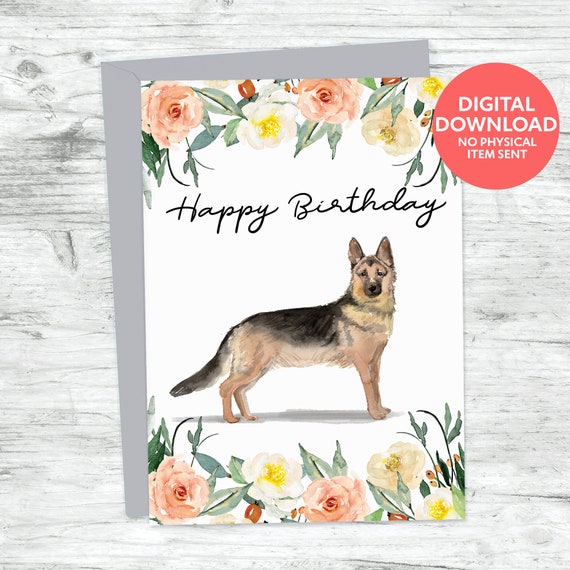 German Shepherd Gift Gift for Dog Lovers Birthday Card for Friend Dog Card Birthday Card Boyfriend Dog Greeting Cards
