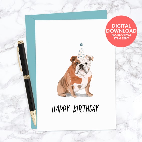 Cute English Bulldog Blank Greeting Card For Dog Lover Etsy
