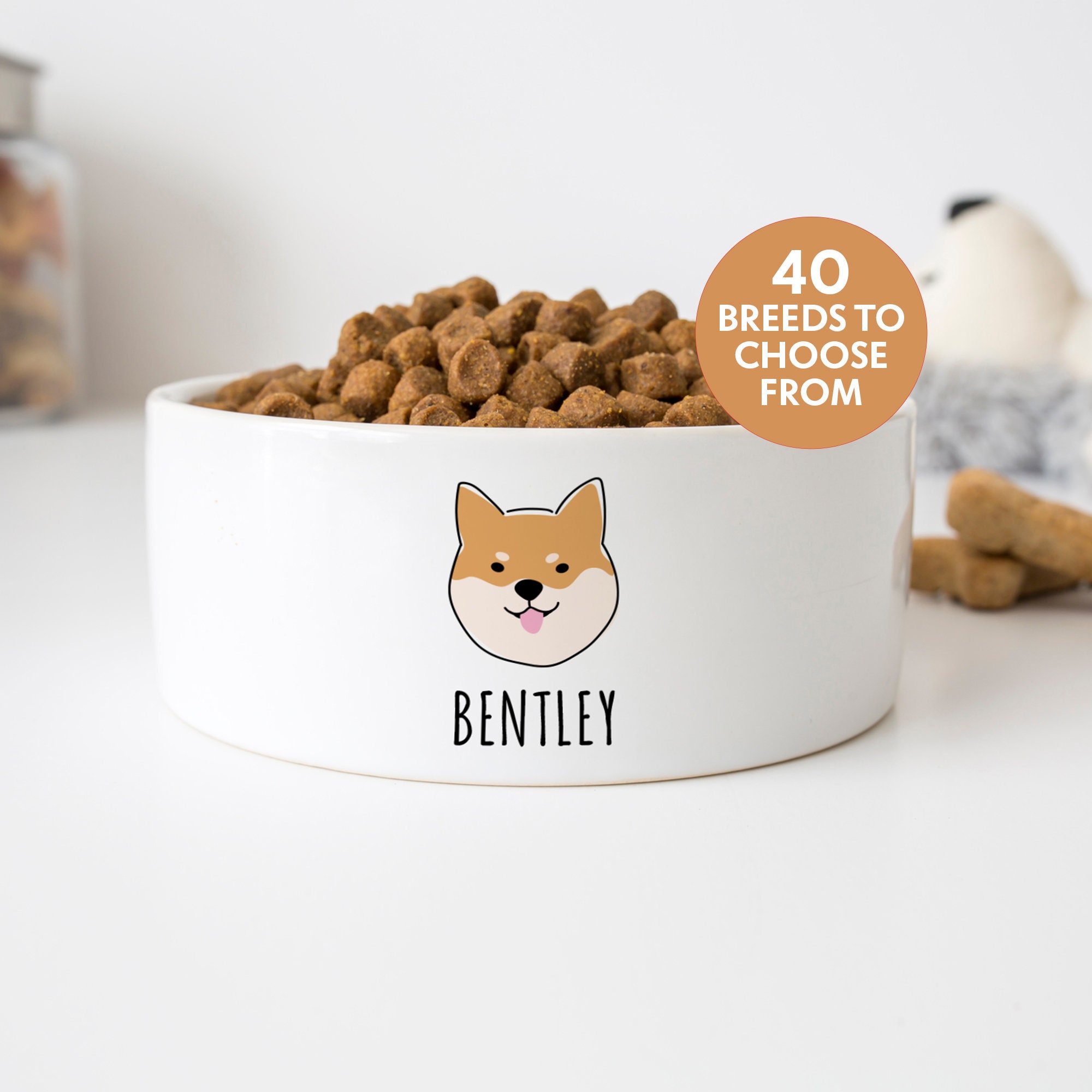 Dog Bowl With Name Personalized Pet Food Dish Shiba Inu Gift Etsy New