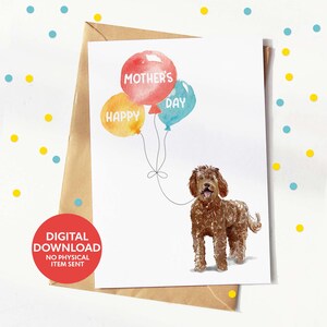 Carte de fête des mères Labradoodle, carte de maman chien, téléchargement numérique instantané, carte de voeux imprimable, imprimez-vous à la maison
