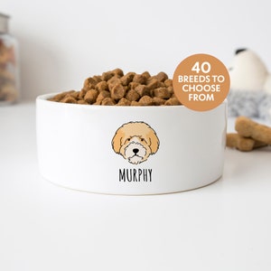 Personalized Dog Bowl, Ceramic Custom Dog Bowl, Goldendoodle Dog Bowl, Pet Food Bowl With Name