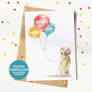 Golden Retriever Vatertagskarte, Hundepapa-Karte, digitaler Download, druckbare Grußkarte, drucken Sie sich zu Hause aus
