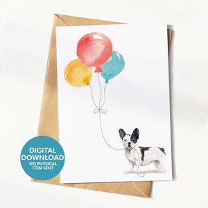 French Bulldog Birthday Card: Watercolor Dog Lover Greeting (Digital Download)