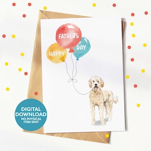 Cartão de Dia dos Pais Goldendoodle, Cartão de Pai Doodle Dog, download digital, cartão de felicitações para impressão, imprima você mesmo em casa