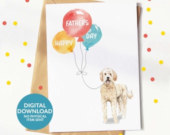 Goldendoodle Father's Day Card, Doodle Dog Dad Card, digital download, printable greeting card, print yourself at home