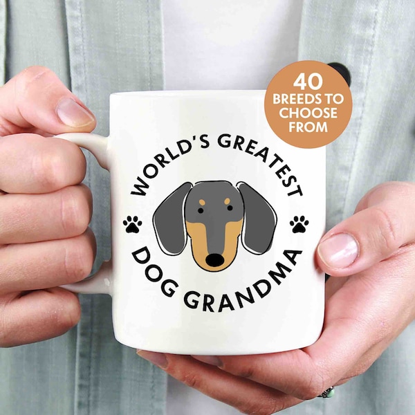 Dog Grandma Mug, Dog Granddad Mug, Dog Grandpa Mug, 40+ Breeds to Choose From