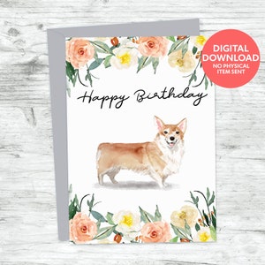 Corgi dog happy birthday downloadable card