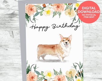 Corgi dog happy birthday downloadable card