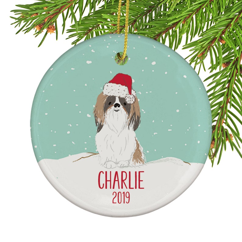 Shih tzu dog personalized christmas tree ornament