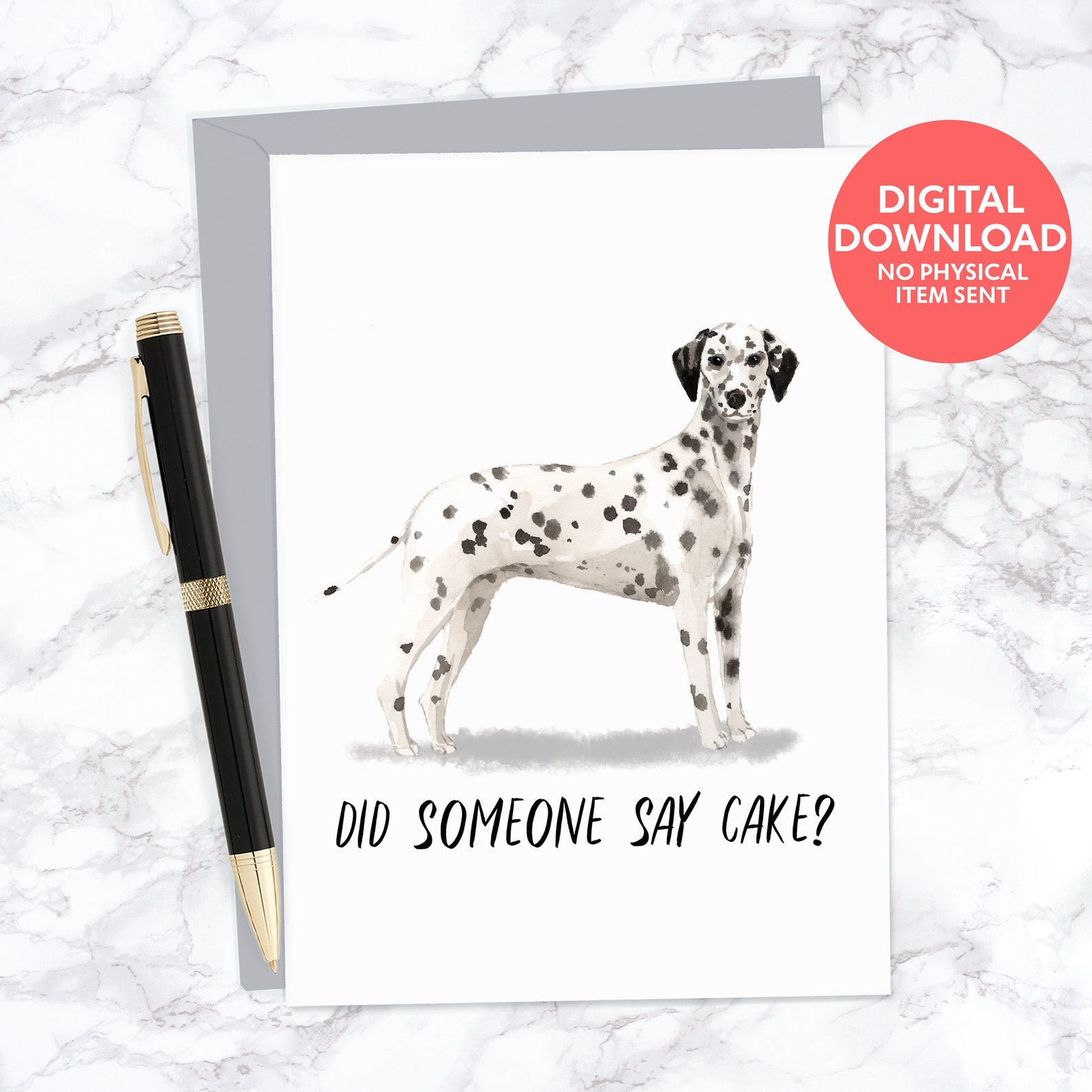 Funny Dalmatian Dog Happy Birthday Card Instant Download - Etsy