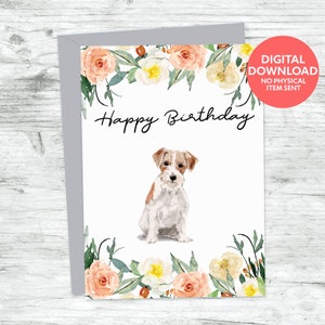 Jack Russell Terrier cane buon compleanno biglietto stampabile