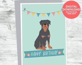 Rottweiler dog birthday card