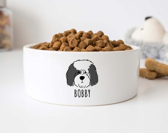 Custom Dog Bowl, Personalized Dog Food Bowl, Sheepadoodle Gifts, Pet Food Bowl With Name