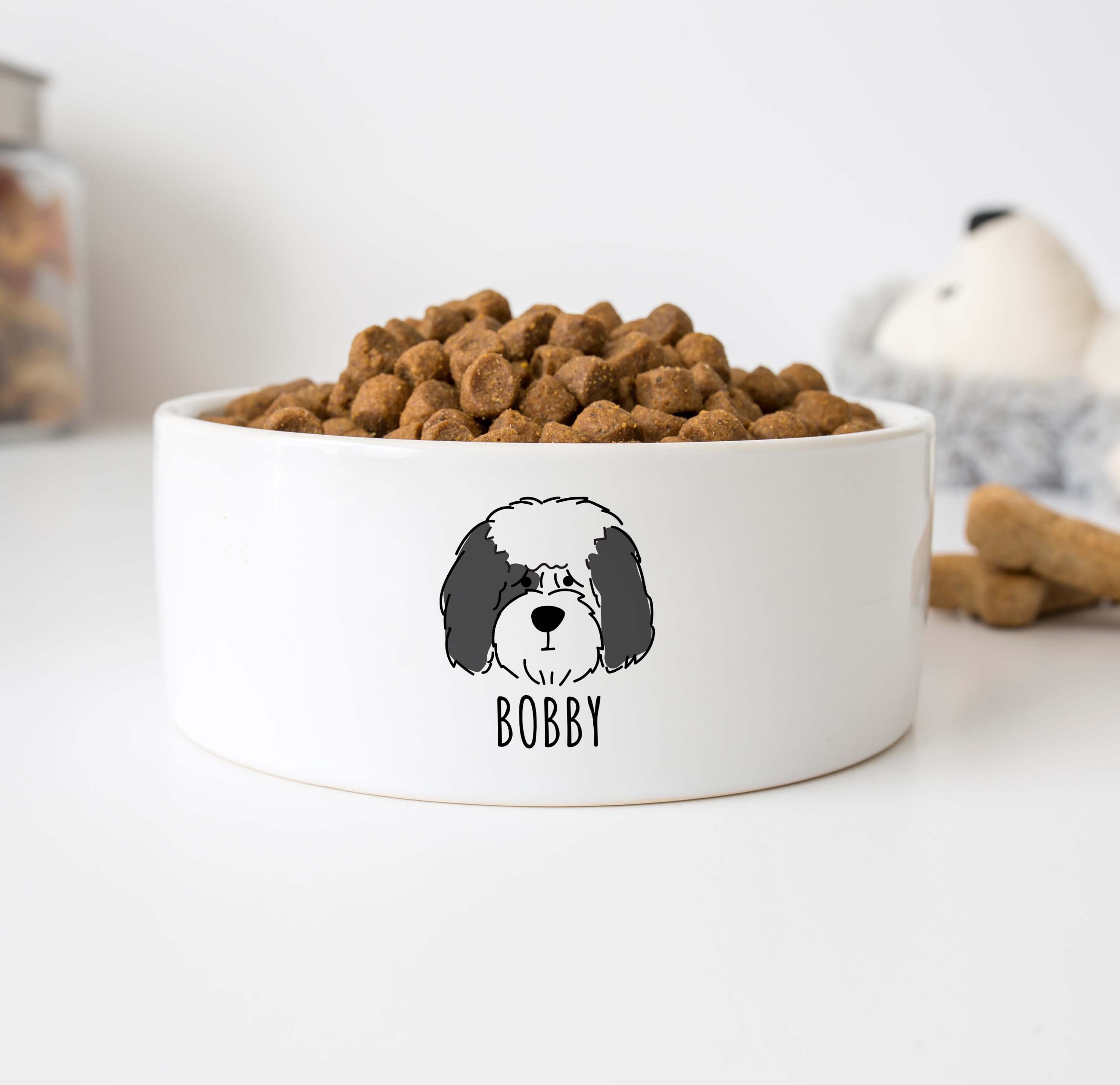 Custom Dog Bowl, Personalized Dog Food Bowl, Sheepadoodle Gifts, Pet Food Bowl With Name