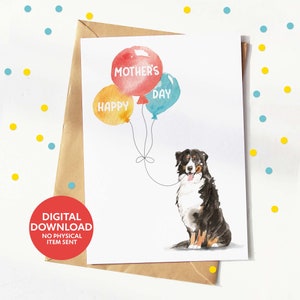 Berner Sennenhund Muttertagskarte, digitaler Download, Grußkarte zum selbst ausdrucken