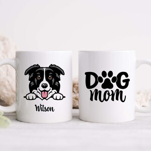 Border Collie Dog Mom Mug, Personalized Dog Lover Gift, Custom Coffee Mug