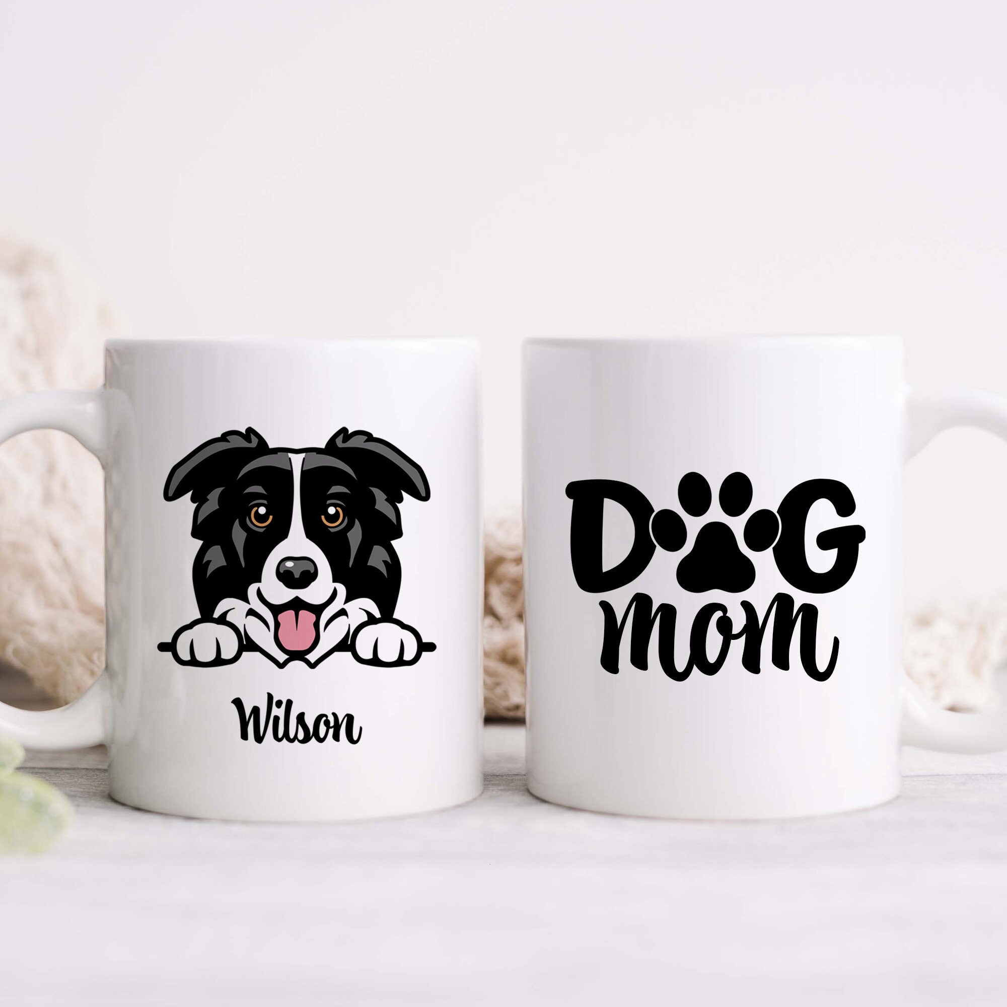 Border Collie Dog Mom Mug, Personalized Dog Lover Gift, Custom Coffee Mug