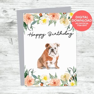 English bulldog happy birthday downloadable card