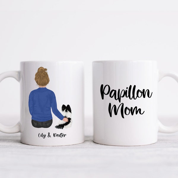 Papillon Mug, Personalized Dog Mom Gift, Dog Lover Gift