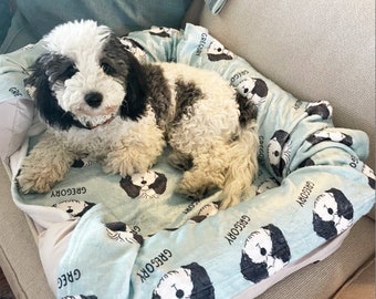 Personalized Cavapoo Dog Blanket, Cavoodle Couch Throw, Minky Baby