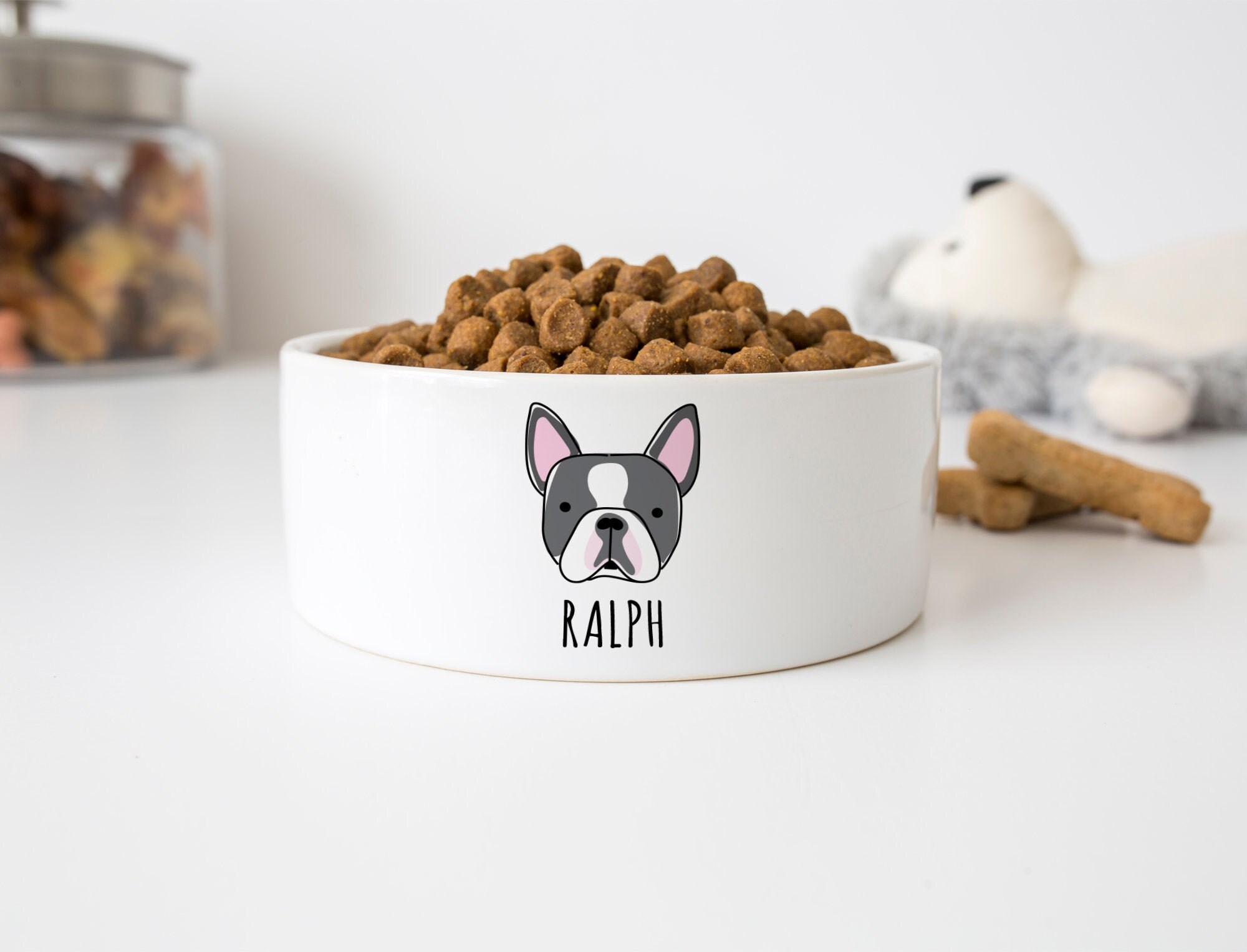 Dog bowl for Boston Terrier pet food bowl with name Etsy