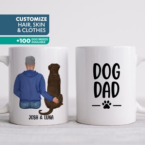 Personalized Dog Dad Mug, Fathers Day Gift for Dog Lover, Choose Your Breed