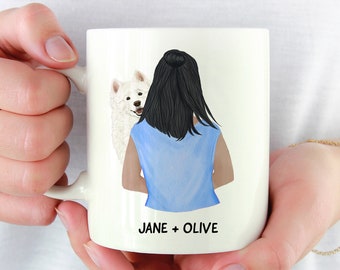 Samoyed Mug, Samoyed Dog Mom Mug, Woman And Dog Mug, Custom Dog Lover Gift, Best Friends