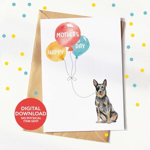 Cartão de Dia das Mães do Australian Cattle Dog, download digital, cartão de felicitações para impressão, imprima você mesmo em casa
