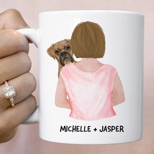 Boxer Dog Mug, Boxer Dog Mom Gift, Woman And Dog Mug, Dog Lover Gift image 1