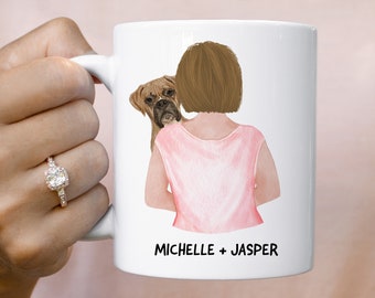 Boxer Dog Mug, Boxer Dog Mom Gift, Woman And Dog Mug, Dog Lover Gift