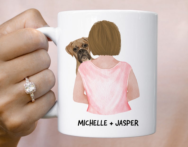 Boxer Dog Mug, Boxer Dog Mom Gift, Woman And Dog Mug, Dog Lover Gift image 1