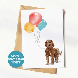 Labradoodle Geburtstagskarte, Grußkarte für Hundeliebhaber, digitaler Download, zum selber ausdrucken