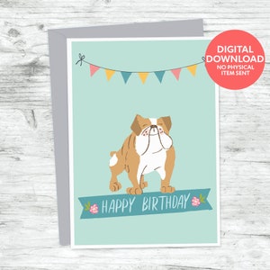 Carte d'anniversaire bouledogue anglais