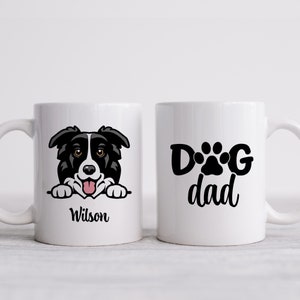 Border Collie Dog Dad Mug, Personalized Dog Lover Gift, Custom Coffee Mug