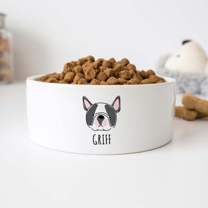 French Bulldog bowl with name, ceramic pet food dish