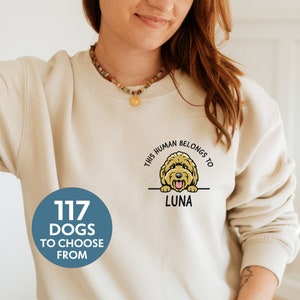 Personalized Dog Sweatshirt: This Human Belongs To, Dog Mom Hoodie