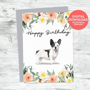 French bulldog happy birthday printable blank card