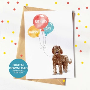 Labradoodle Father's Day Card, Dog Dad Card, digital download, printable greeting card, print yourself at home