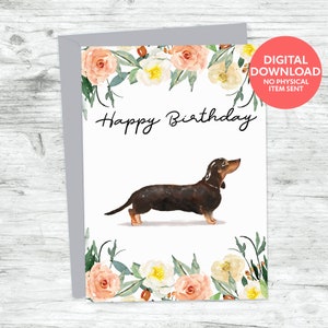 Dackel Hund alles Gute zum Geburtstag herunterladbare Karte