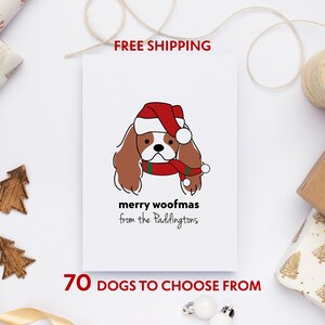 Personalized Cavalier King Charles Spaniel Dog Christmas Cards Set, Pack Of 10 Family Greeting Cards, Personalized Stationery