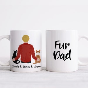 Fur Dad Mug, Dog Dad Mug, Cat Dad Mug, Fathers Day Gift, Family Portrait Mug, Dog Lover Gift
