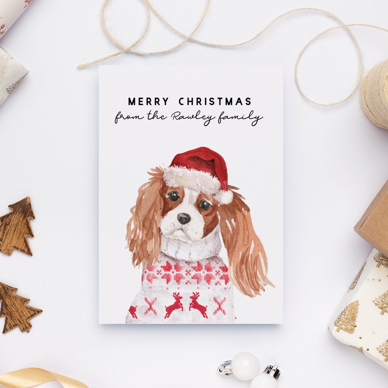 Black Cavalier King Dog in Snow with Christmas Gifts and Dog House Greeting Card Set of 25 5 x 7 inches Black Cavalier King Dog in Snow with Christmas Gifts and Dog House Greeting Card Set of 25 5 x 7 inches