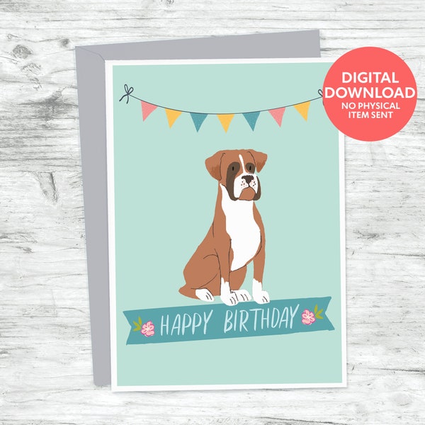 Boxer dog birthday card