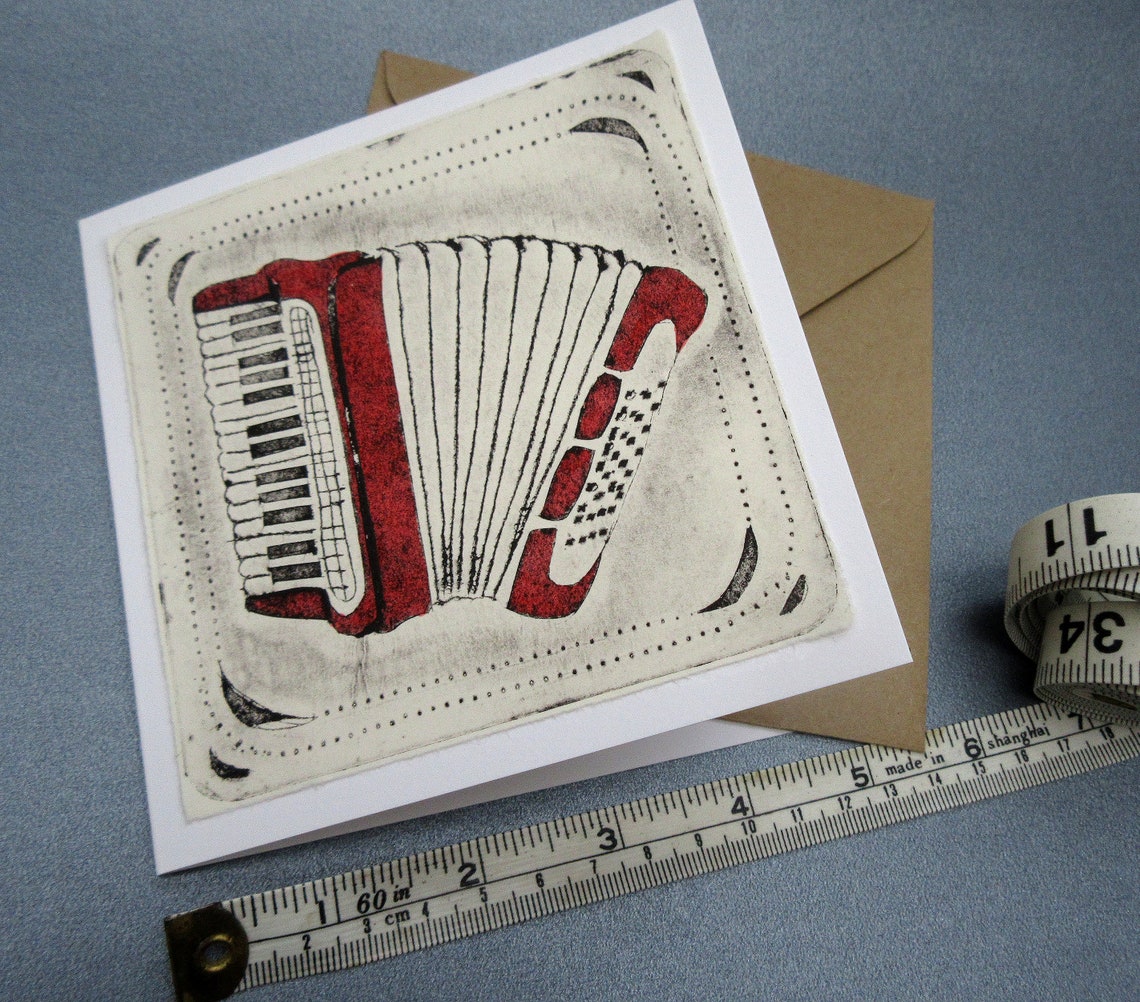 Piano Accordion Greetings Card Perfect for Accordion Player Handmade