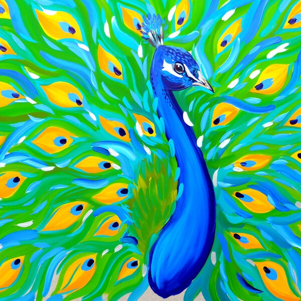 peacock present, original painting, green art, on, RECYCLED materials, painted on Earth Board, paintings, Australian, painting of a peacock,