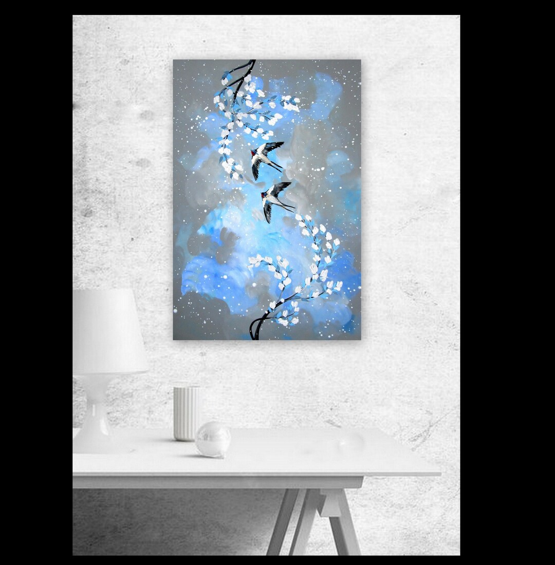 Blue and Grey Art Blue Art Gray Art With Light Blue on a Etsy Australia