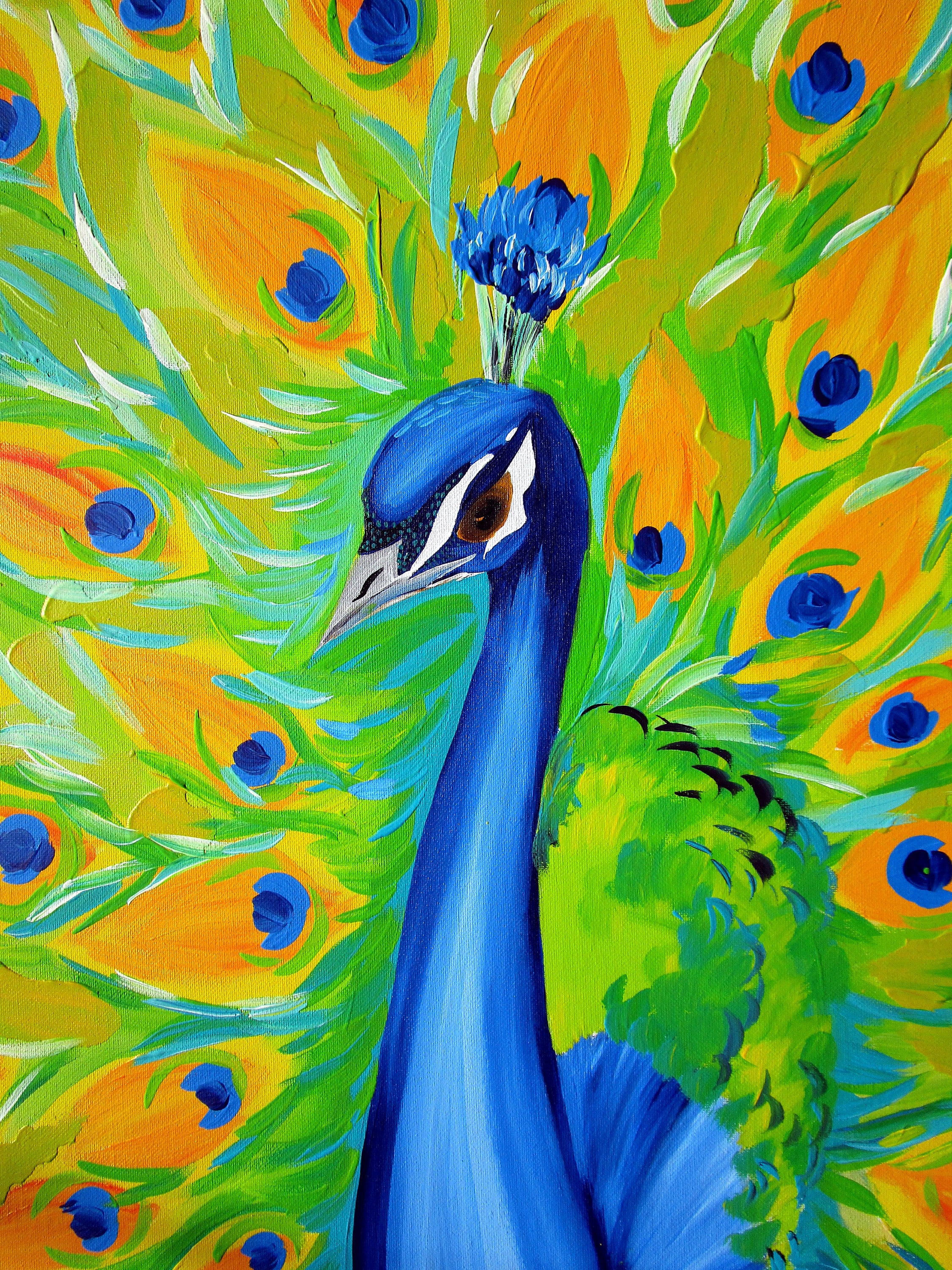 easy paintings of peacock